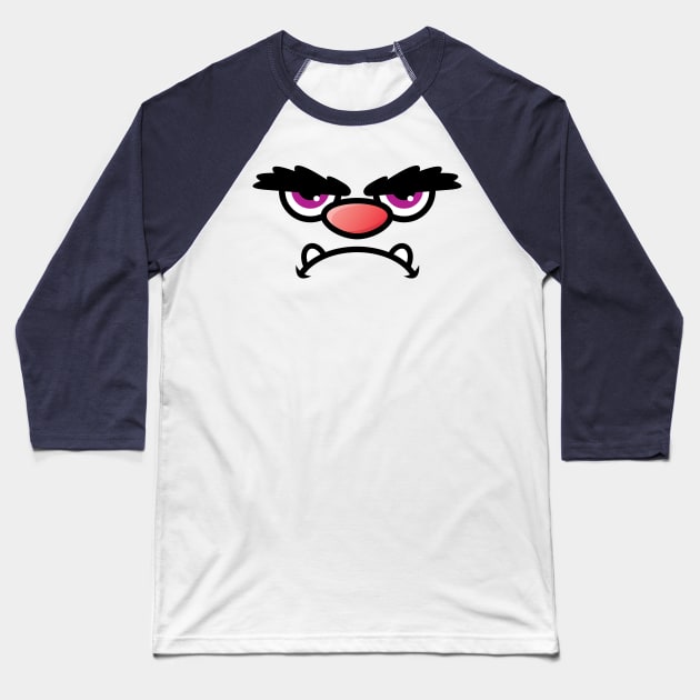 Grumpy Little Monster Face Baseball T-Shirt by avertodesign